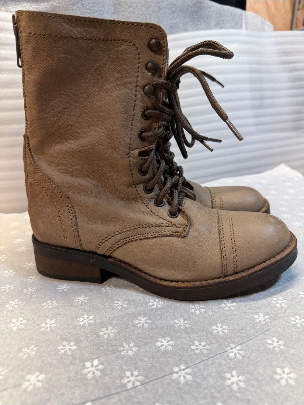 Steve Madden MUNCH‑C Leather Lace-Up Boots • 7.5M • New Without Tags